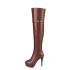 Agodor Women's Over the Knee High Leather Boots High Heels Platform Stiletto Winter Boots with Zippers