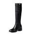 Agodor Women's Pointed Toe Flat Heels Leather Riding Boots Mid Calf Winter Boots