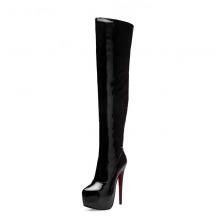 Agodor Women's High Heels PlatformThigh High Boots Patent Leather Long Boots
