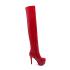 Agodor Women's Lace up Thigh High Patent Leather Boots High Heels Stiletto Winter Boots Shoes