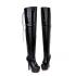 Agodor Women's Over The Knee High Boots Patent Leather Lace up High Heels Stiletto Shoes