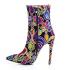 Agodor Women's Pointed Toe High Heels Stiletto Floral Print Boots with Rhinestones Elegant Sexy Party Shoes