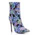 Agodor Women's Pointed Toe High Heels Stiletto Floral Print Boots with Rhinestones Elegant Sexy Party Shoes