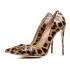 Agodor Women's Pointed Toe Leopard Print Stilettos Patent Leather Pumps Sexy Party Night Club Shoes