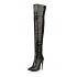 Agodor Women's Pointed Toe Thigh High Boots Patent Lether Over The Knee High Heels Stiletto Long Boots Shoes