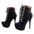 Agodor Women's Rivet Studded Platform High Heel Pointed Toe Lace Up Ankle Boots