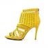 Agodor Women's Open Toe High Heels Ankle Strap Summer Sandals with Zippers Summer Shoes(Yellow)