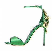 Agodor Women's High Heels Stiletto Open Toe Satin Ankle Strap Sandas with Rhinestones Party Dress Shoes