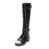 Agodor Women's Knee High Leather Winter Boots Lace up Boots with Buckles and Studs