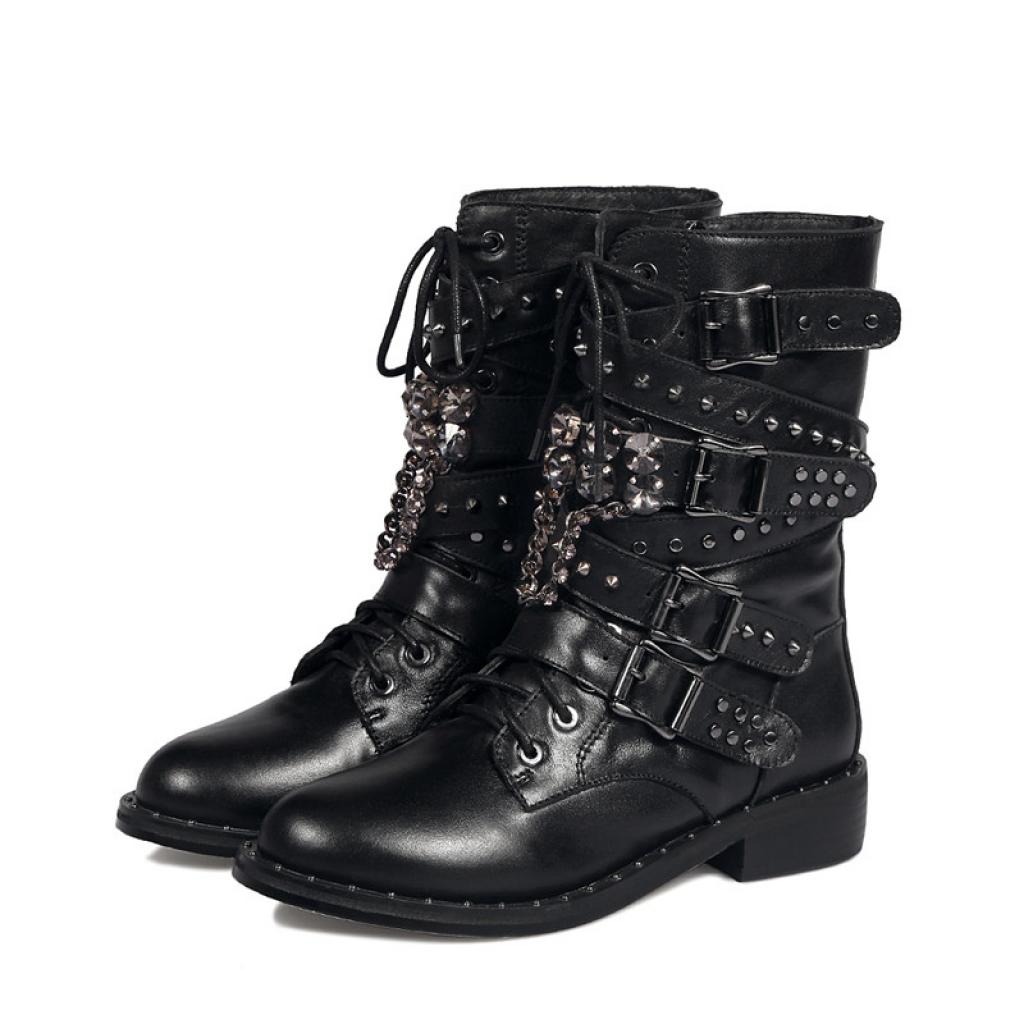 flat ankle boots with studs