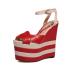Agodor Women's Sheepskin Wedges Ankle Strap High Heels Platform Sandals Party Brand Design Shoes
