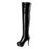 Agodor Women's Thigh High Heels Platform Patent Leather Over The Knee High Boots with Zipper