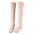 Agodor Women's Thigh High Heels Platform Patent Leather Over The Knee High Boots with Zipper
